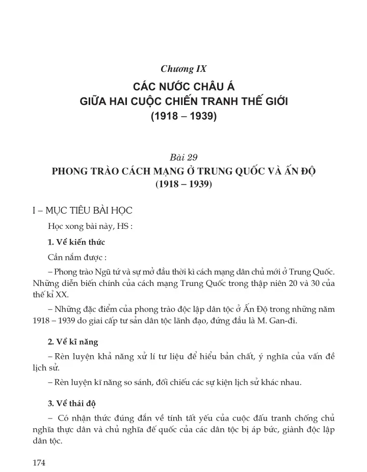 Bài 29. Phong trào cách mạng ở Trung Quốc và Ấn Độ (1918 - 1939)